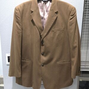 Jos. A. Bank Mens 48R Wool Cashmere Blazer Sport Coat Tan Camel 3-Button Jacket